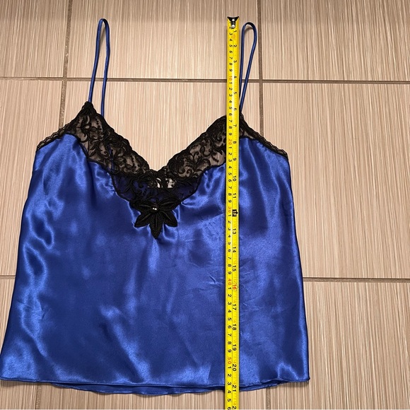 Vintage Christian Dior Cami NWT deadstock blue black lace floral flower XS - Picture 12 of 13